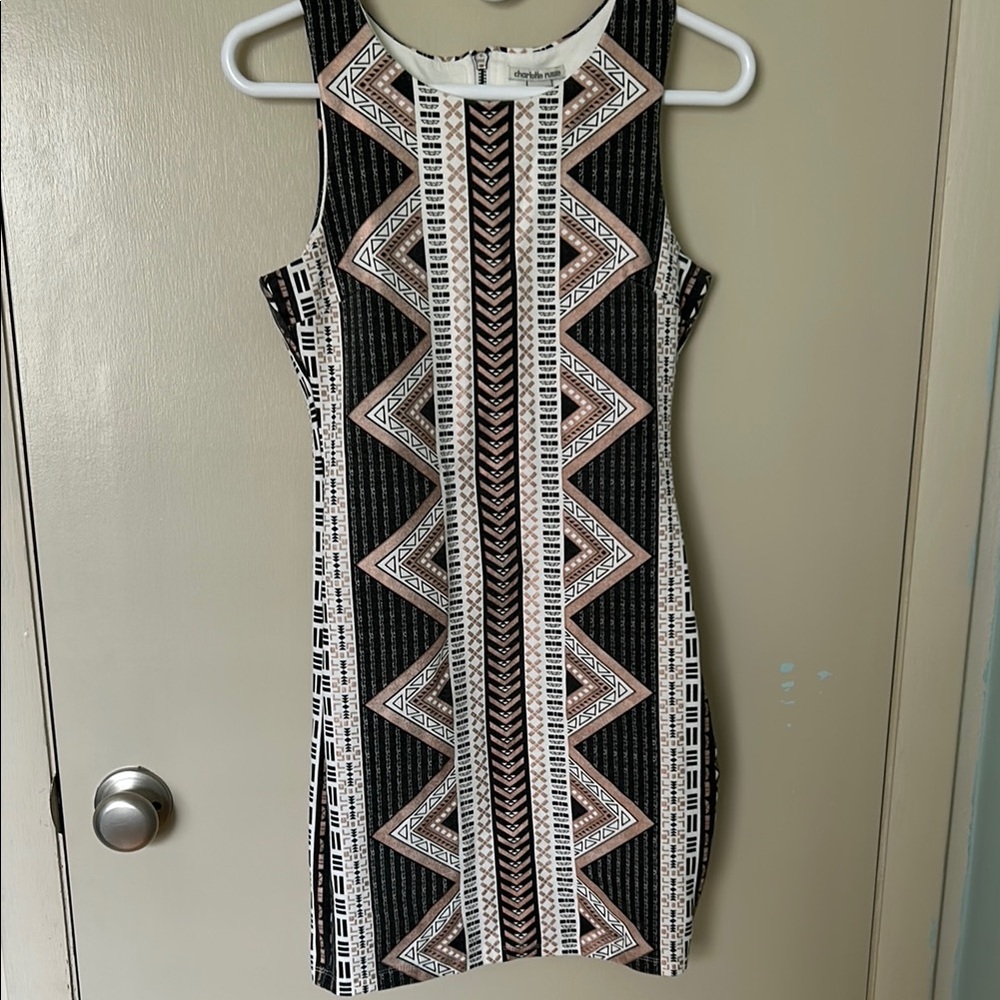 Geometric Black and White Dress